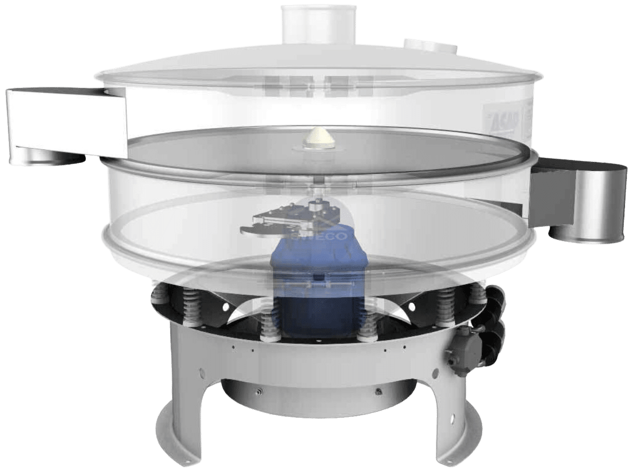 Circular vibratory screener, view of insides